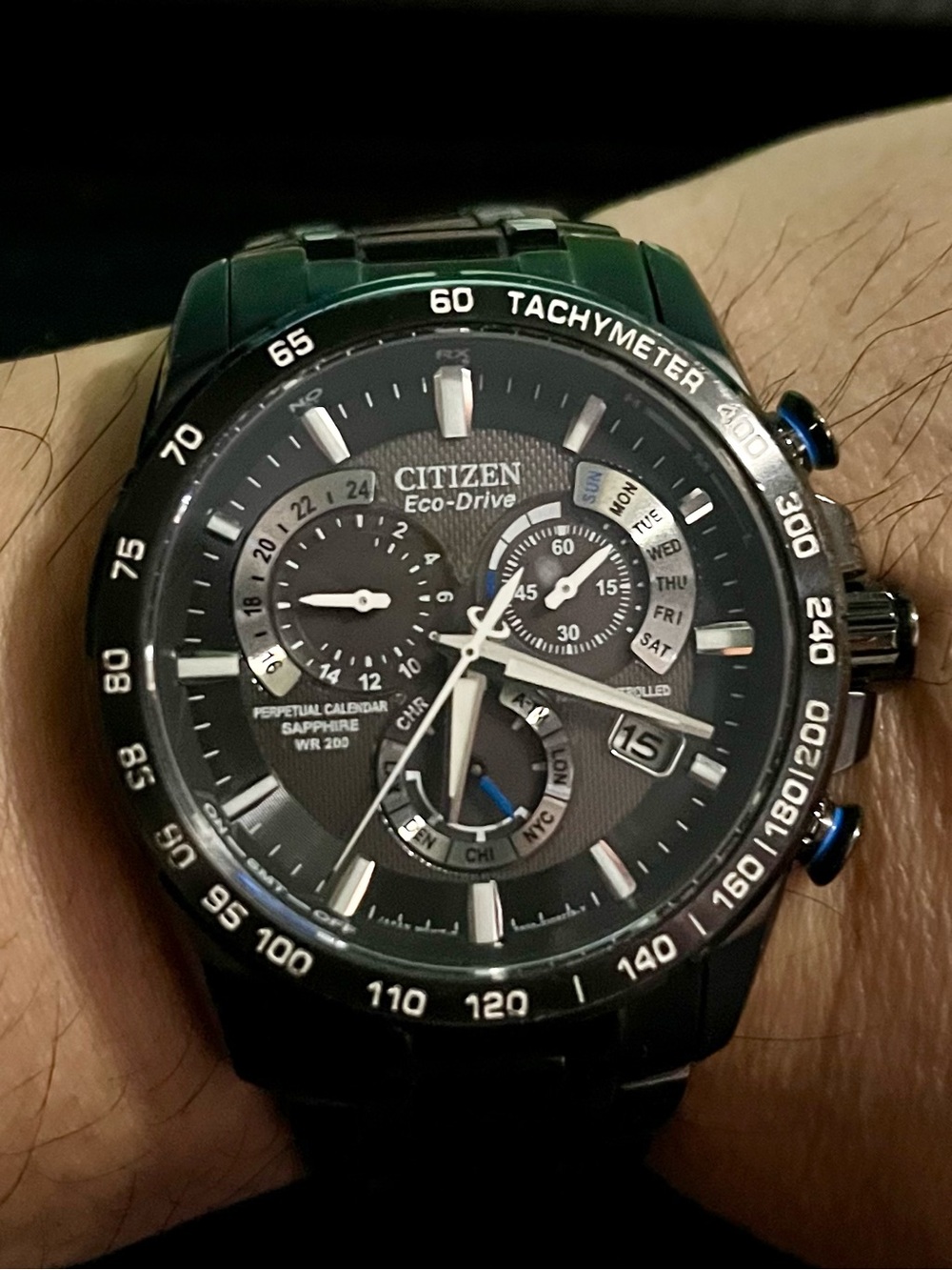 Citizen Men's ECO-Drive Black and Silver Chronograph Watch